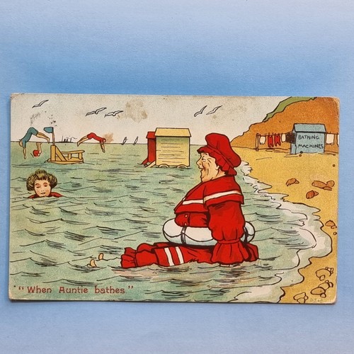 Comic postcard 1906 bathing - postcard,