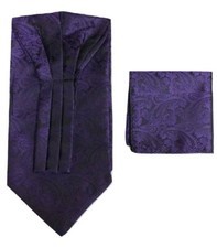 Paisley Cravat Ascot Tie & Pocket Square Floral Hanky Wedding Handkerchief UK