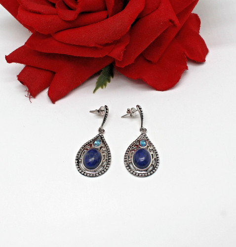 Sterling silver lapis blue - silver,