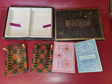 antique willis & co bezique marker score boards box and rule book