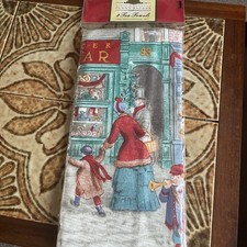 Vintage MARKS & SPENCER  100% COTTON CHRISTMAS TEA TOWELS 1988 Penny Bazaar