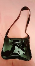 New Debenhams Patent Faux  BlackHandbag With Long Strap