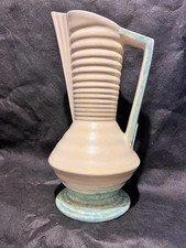 SylvaC 561 Vase - 1930-40s (32cm) Green / yellow ridged pattern mottled glaze