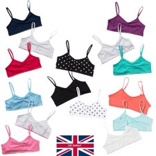 Girls 3 Pack Cotton Crop Bra Tops Mixed Colours Back To School Just Essentials