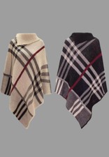 Ladies Tartan Check Poncho