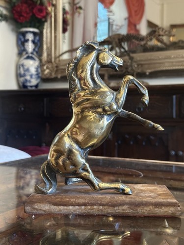 Vintage brass horse rearing - brass,