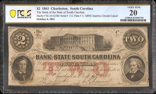 1861 two dollar bill - 1861, south