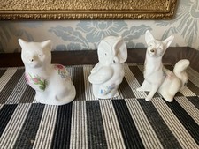 3 AYNSLEY FLORAL MINIATURE ANIMALS INCL. OWL, CAT AND DOG