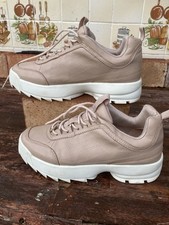 Dusty Pink Nude Trainers Size 5 Chunky Sole Soft Leather Bata Sneaker Shoes GUC