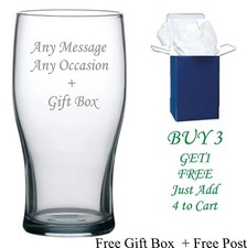 Personalised Pint Lager Beer Glass 18th 40th 30th Birthday Gift Free Gift Box 