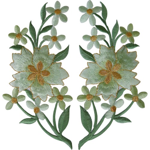 Pair green flower patches - of,