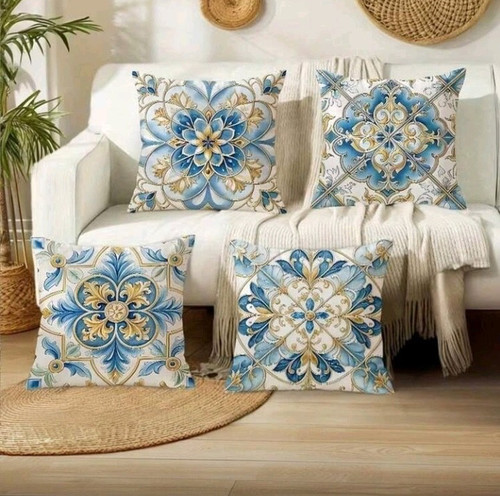 Set blue gold cushion - set,
