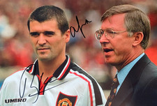 Roy Keane And Sir Alex Ferguson Hand Signed Man Utd 12x8 Photo - COA & PROOF BIN