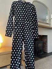 HOUSE OF FRASER thick cosy ladies navy white spotty 1 Piece Fleece Sleepsuit S