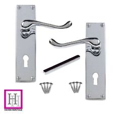 Door Handles Chrome Modern Victorian Scroll Latch Bath & Lock Door Handle Sets