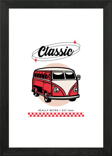 Classic camper van framed wall - van,