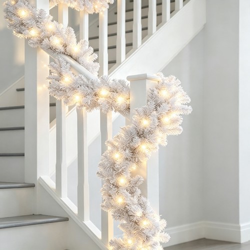 9ft white christmas - white, garland