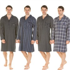 Mens Brushed Cotton Nightshirt Long Sleeve Haigman Night Shirt Nightwear