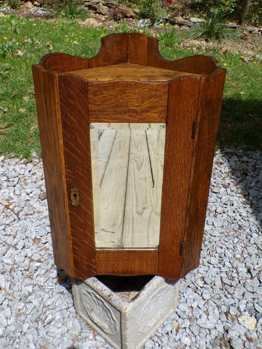 Antique oak corner medicine - oak,