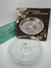 Vintage Durham Crystal 3 way divided relish dish. Lead crystal 