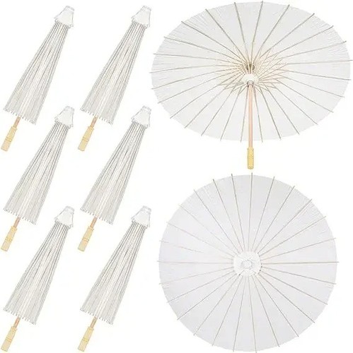 10pcs white paper umbrellas - white,