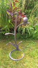 Kingfisher on Reeds Garden Ornament Sculpture with an Aged Bronze Finish