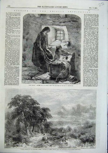 Old antique print - antique, cradle