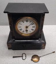 Fine Antique Slate and Marble Timepiece Mantle Clock.