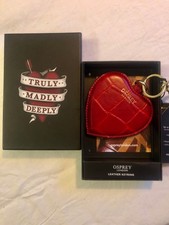 Osprey Red Leather Heart Shaped Keyring/ Bag Tag