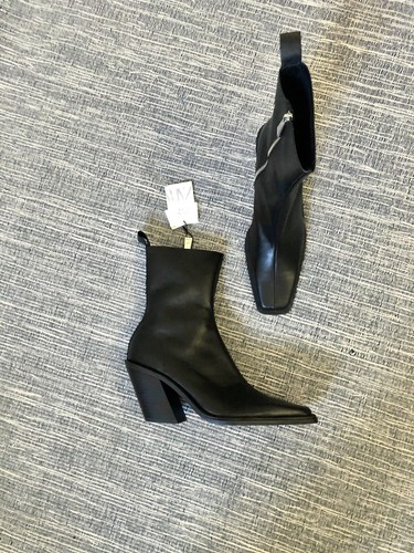 Zara black leather cowboy - black,