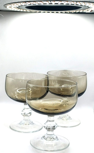Smoked glass sundae dishes - glass,