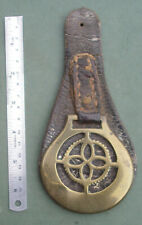 Old Horse Brass: Geometric Design, Free P&P, cog face-piece martingale leather