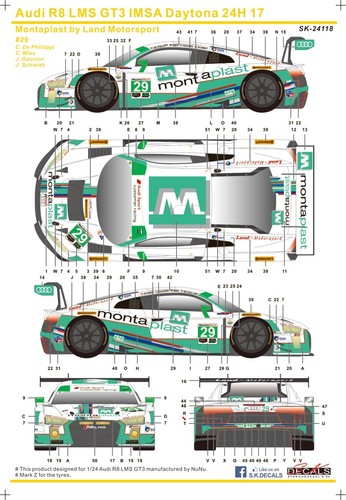 Decal audi r8 lms gt3 - sk,