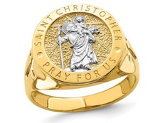Mens 14K Yellow Gold Saint