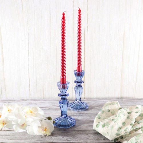 Coloured glass candle holders - glass,