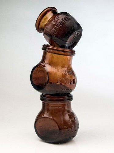 Three antique brown glass - antique,