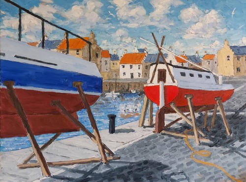 Original oil painting yachts - oil,