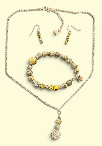 Silvertone metal jewellery set - silvertone,