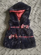 tutto piccolo 24 Months Tartan Bow Blue Faux Fur Gillet Waistcoat