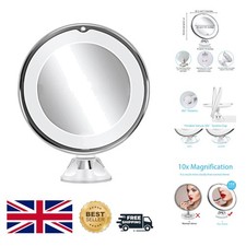 Elegant 10x Magnifying Makeup Mirror with LED Light & Suction Cup - Travel Ready