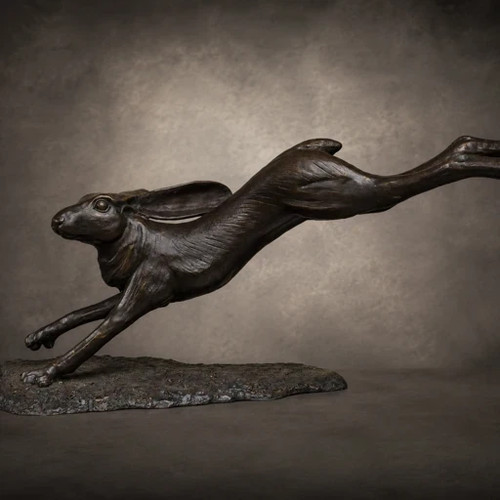 Bronze hare sculpture - sculpture, hot