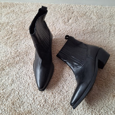 Dune Black Ankle cowboy boots cuban heel sz 4 37 Bnwots