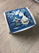 Vintage Japanese Metal Box Hand Painted Geisha Trinket Box