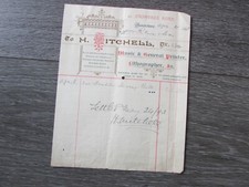 H Mitchell Music General Printer & Lithographer Crowtree Sunderland 1893 Invoice