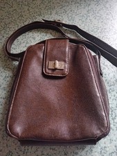 Womens Small Dark Brown 3 Section Adjustable Strap Crossbody/Shoulder Bag