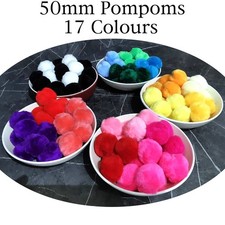 50mm Pom Poms (5cm) 17 Colours 7 Pack Sizes Premium Large Furry Craft Pompoms