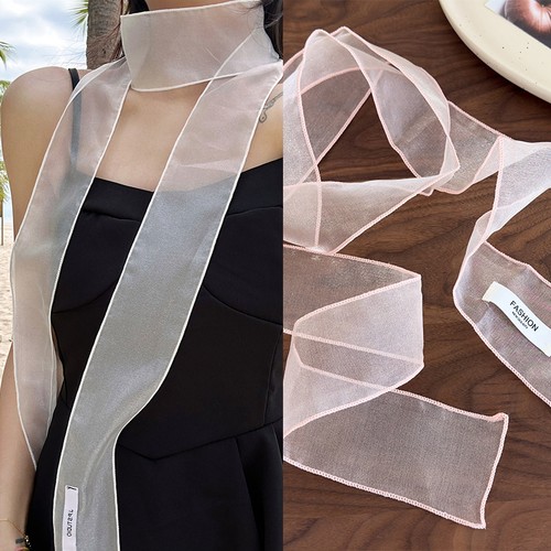 Sheer long ribbon headband - sheer,
