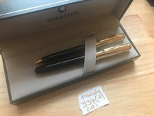 VINTAGE SHEAFFER PRELUDE (337) FOUNTAIN PEN+BALLPOINT SET,PALLADIUM CAP/GT,M NIB