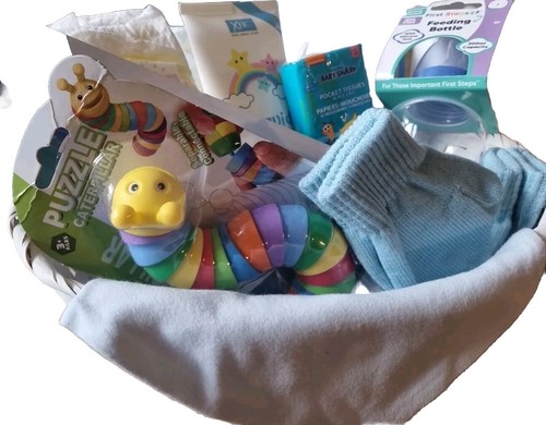 Blue baby shower hamper baby