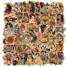 50pcs Sailor Tattoo Decal Vinyl Stickers Sticker Pack Set UK Jerry Traditional